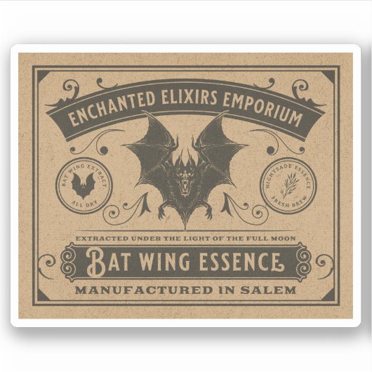 Étiquette de la bouteille d'apothèque d'Halloween  (Devant)