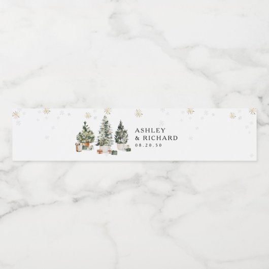 Étiquette de la bouteille d'eau de Noël Pine Tree (Étiquettes simples)