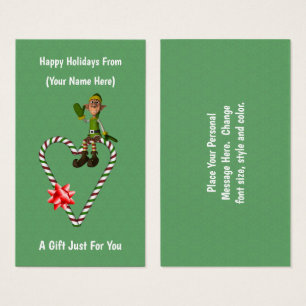 Étiquette de la carte cadeau de Noël Elf Heart