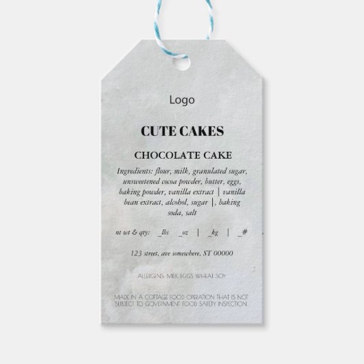 Étiquette de la carte de gâteau du Étiquette alime (Devant)