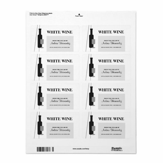 Étiquette De la cave à vin (Feuille entière)