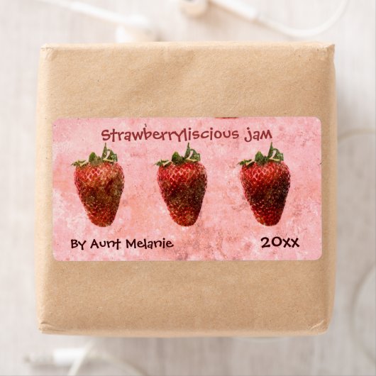 Étiquette de la confiture de fraise (En situation)
