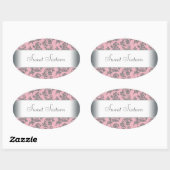 Étiquette de la fête du sceau rose gris Damas (Feuille)