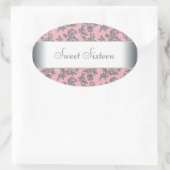 Étiquette de la fête du sceau rose gris Damas (Sac)