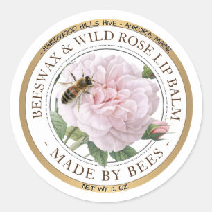 Étiquette de la lèvre d'abeille réaliste bordé d'o