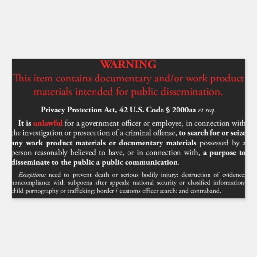 Étiquette de la Loi sur la protection des renseign (Devant)