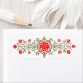 Étiquette de la marguerite rouge et or (En situation)