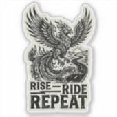 Étiquette de la route Phoenix Rise Ride Repeat (Devant)