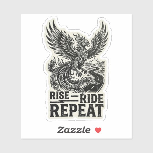 Étiquette de la route Phoenix Rise Ride Repeat (Feuille)