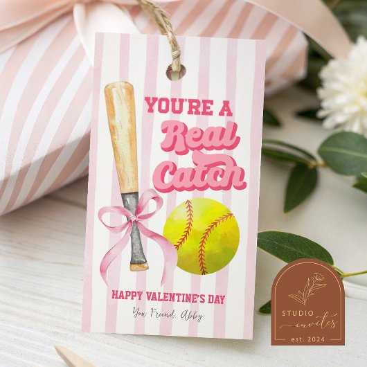 Étiquette de la Saint-Valentin à rayures de softba