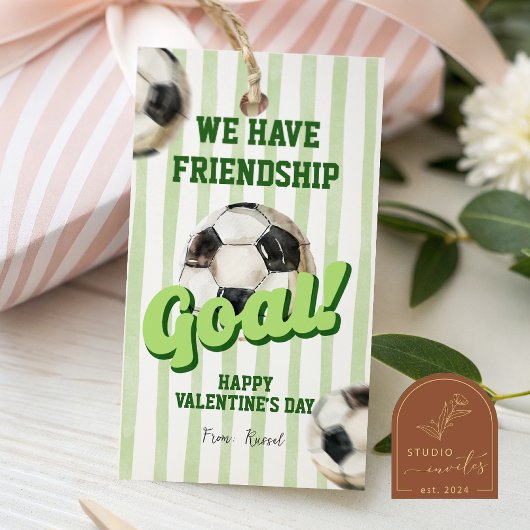 Étiquette de la Saint-Valentin rayée vert sauge Fo