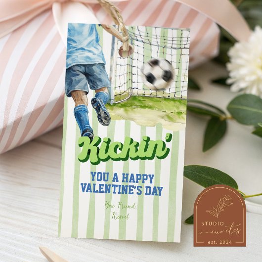 Étiquette de la Saint-Valentin Rayure Kickin Socce