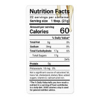 Étiquette de la valeur nutritive du miel