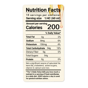 Étiquette de la valeur nutritive du sirop d'érable