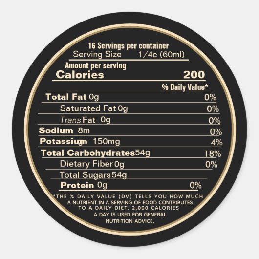 Étiquette de la valeur nutritive du sirop d'érable (Devant)