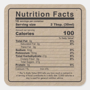 Étiquette de la valeur nutritive du sirop d'érable
