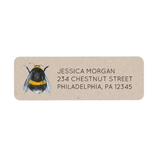 Étiquette de l'adresse de retour Baby shower abeil (Devant)