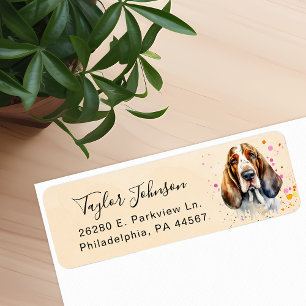 Étiquette de l'adresse de retour Basset Hound