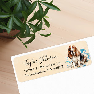 Étiquette de l'adresse de retour Basset Hound