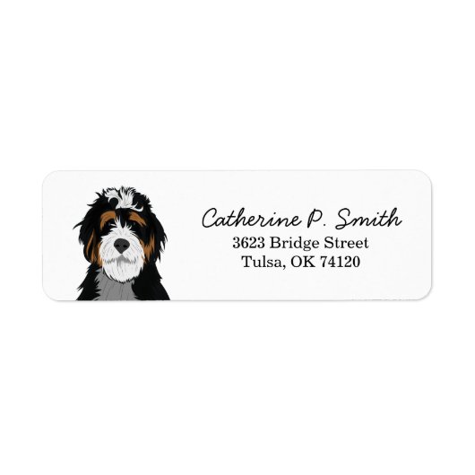 Étiquette de l'adresse de retour Bernedoodle (Devant)