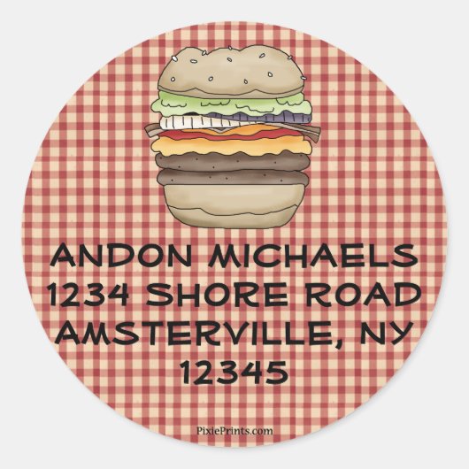 Étiquette de l'adresse de retour Burger (Devant)