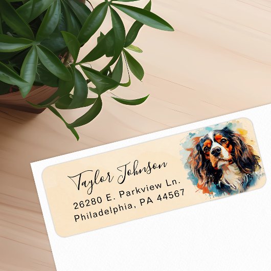 Étiquette de l'adresse de retour Cavalier King Cha