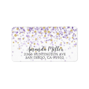 Étiquette de l'adresse de retour Confetti violet e
