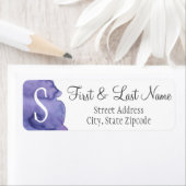 Étiquette de l'adresse de retour d'aquarelle viole (En situation)