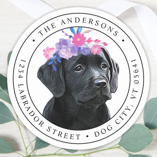 Étiquette de l'adresse de retour de Black Lab Retr