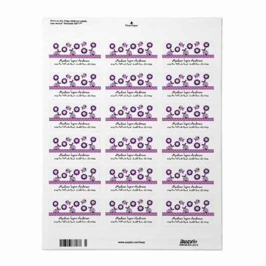 Étiquette de l'adresse de retour de bugs de longue (Feuille entière)