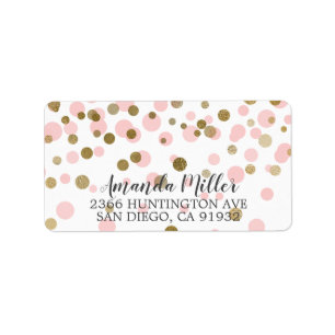 Étiquette de l'adresse de retour de Confetti rose