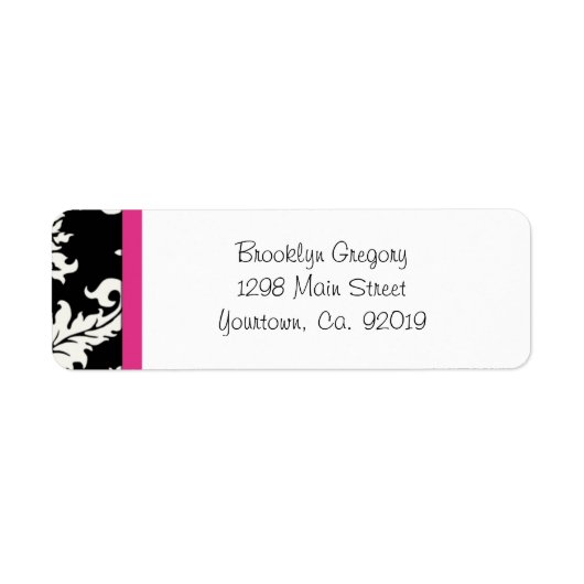 Étiquette de l'adresse de retour de Damas rose et (Devant)