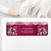 Étiquette de l'adresse de retour de fleurs roses (En situation)