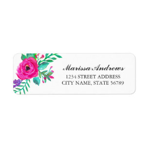 Étiquette de l'adresse de retour de jolies fleurs