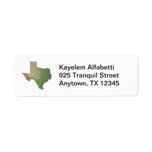 Étiquette de l'adresse de retour de la carte Texas (Devant)