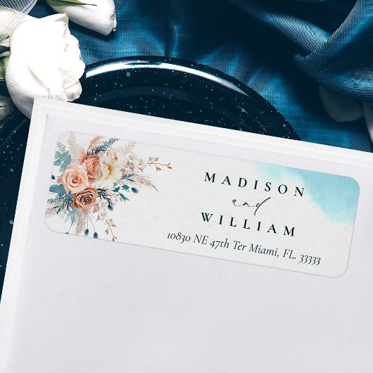 Étiquette de l'adresse de retour de l'aquarelle de