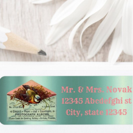 Étiquette de l'adresse de retour de l'oiseau vinta