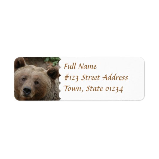 Étiquette de l'adresse de retour de l'ours Brown (Devant)
