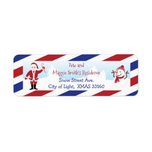 Étiquette de l'adresse de retour de père Noël et S