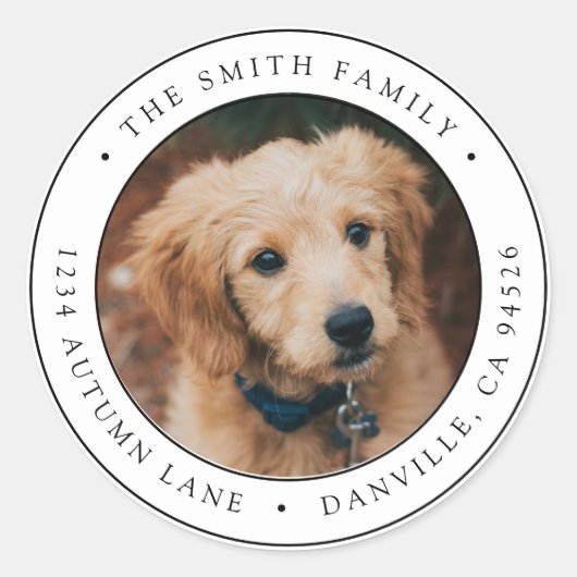 Étiquette de l'adresse de retour de photo ronde pe (Devant)