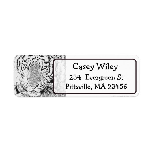Étiquette de l'adresse de retour de photo Tiger (Devant)