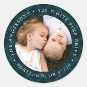 Étiquette de l'adresse de retour de photo Turquois (Devant)