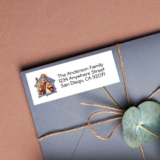 Étiquette de l'adresse de retour de poulet drôle p