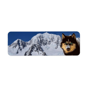 Étiquette de l'adresse de retour de Sibérie Husky