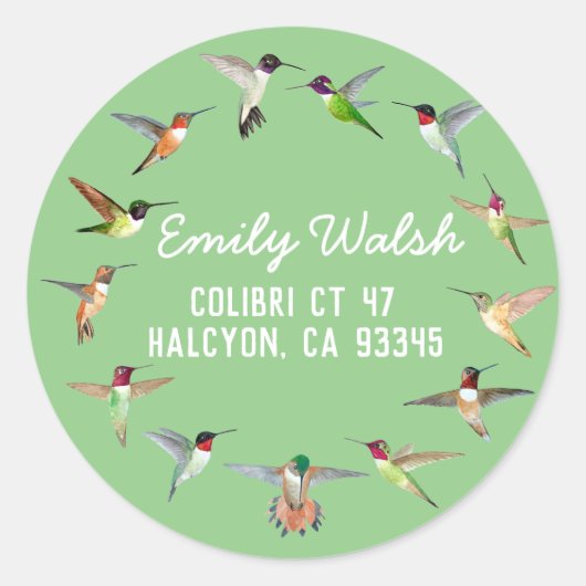 Étiquette de l'adresse de retour des colibris (Devant)