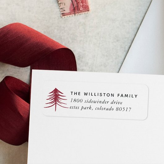 Étiquette de l'adresse de retour des fêtes de pin 