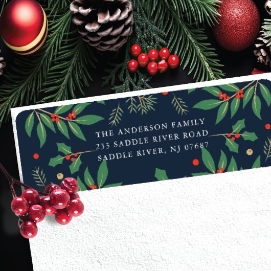 Étiquette de l'adresse de retour des fleurs Holly 