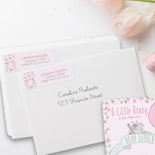 Étiquette de l'adresse de retour des fleurs roses 