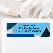 Étiquette de l'adresse de retour des formes bleues (En situation)