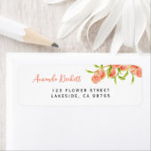 Étiquette de l'adresse de retour des fruits de pêc (En situation)